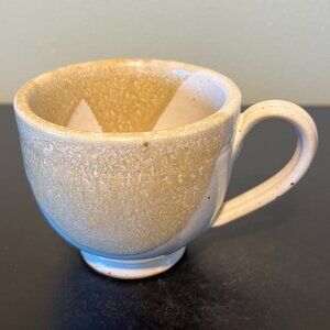 Handcrafted Beige Speckled Drip Glazed Earth Tone Studio Art Pottery Cup Mug